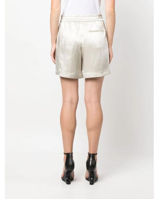 Helmut Lang White Straight-Cut Crinkled Shorts