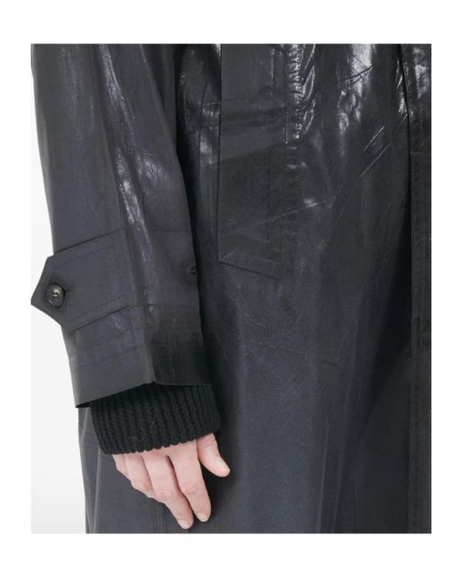 Maison Margiela Black Long Sleeve Coated Trench Coat