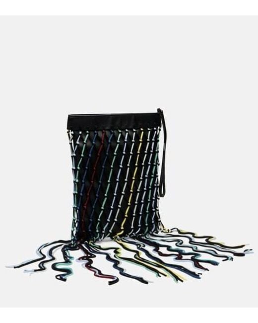Gabriela Hearst Black Naila Fringed Leather Pouch