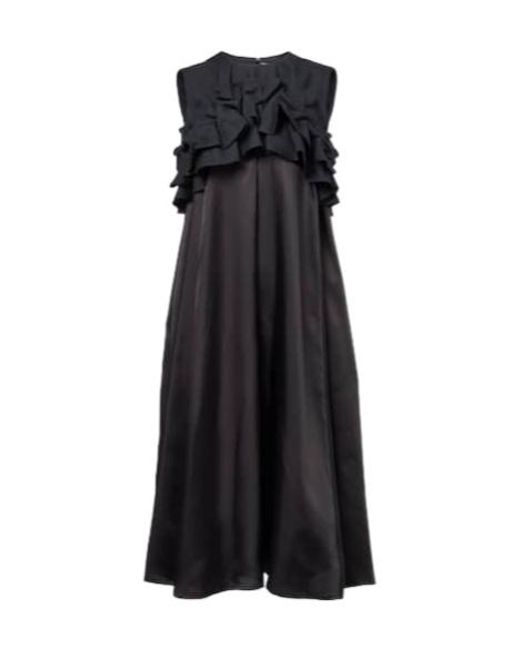 Comme des Garçons Black Ruffled Wool Midi Dress