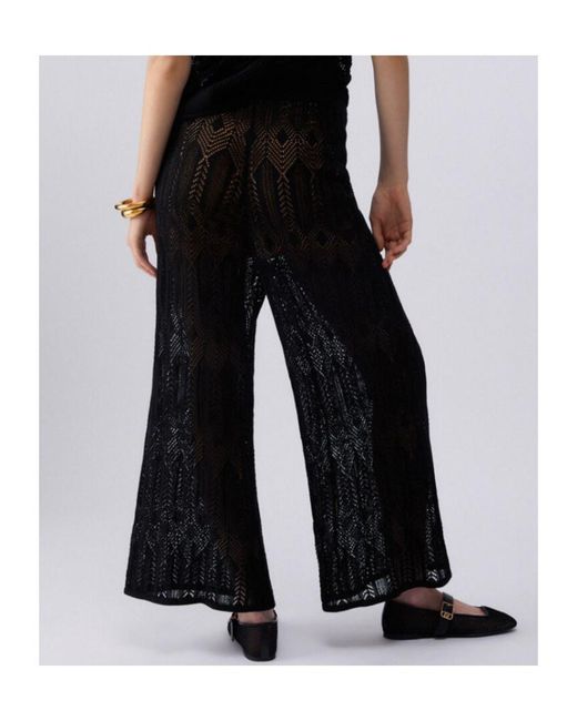 Liu Jo Black Openwork Wide-Leg Pants