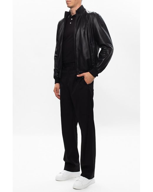 Emporio Armani Black Long-Sleeved Polo Shirt for men
