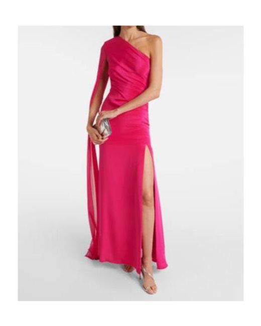 Roland Mouret Pink Asymmetic Silk Chiffon Gown