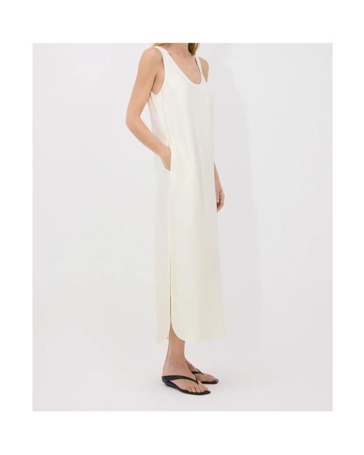 Loulou de Saison White Nada Side-Split Slip Midi Dress