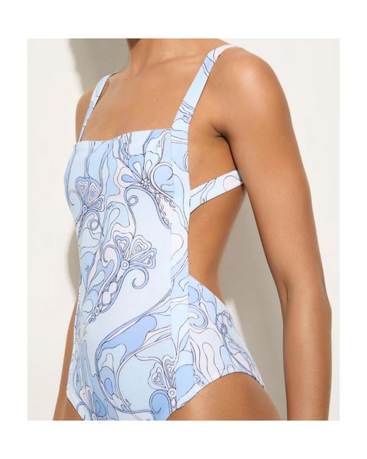 Emilio Pucci Blue Pucci Printed One-Piece Beachwear