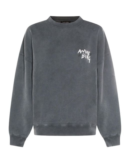Anine Bing Gray Lettering-Print Sweatshirt