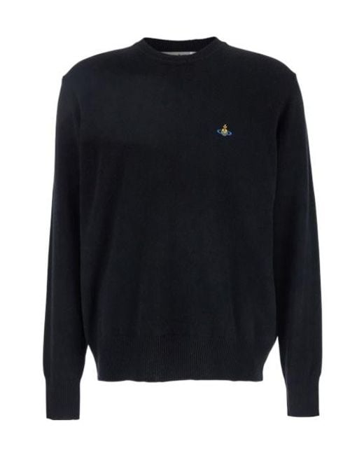 Vivienne Westwood Blue Orb Embroidered Crewneck Jumper for men