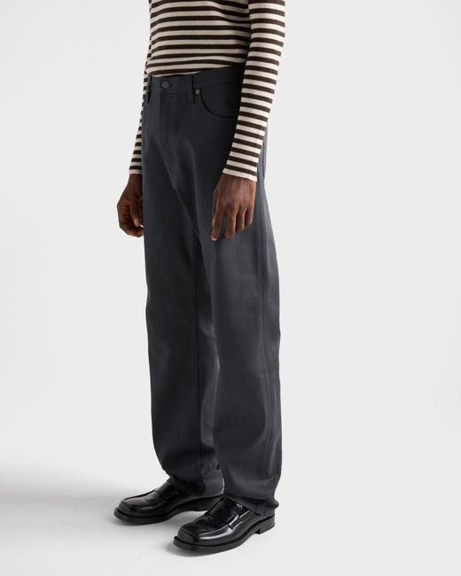 Prada Gray Regular Raw Denim Jeans for men