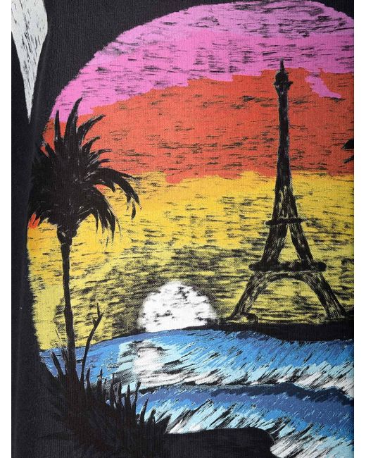 Balenciaga Black Paris Tropical Printed T-Shirt