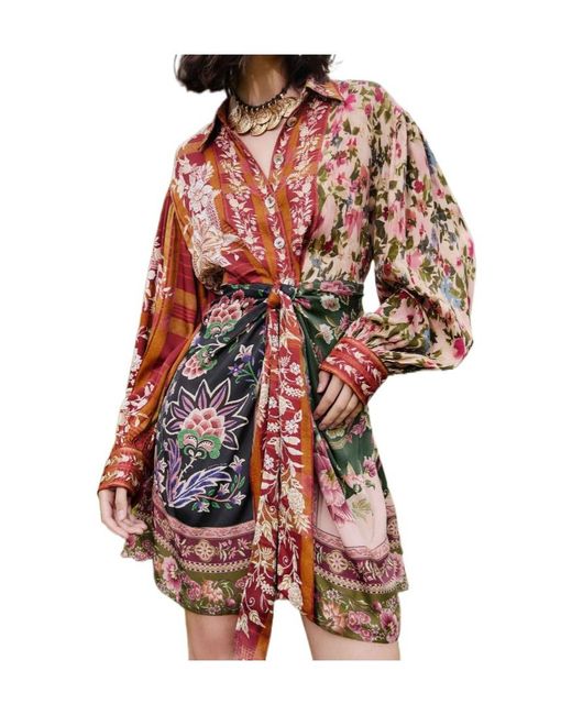 Farm Rio Red Mixed Lenzing Ecovero Viscose Mini Dress