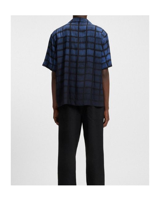Boss Blue Checked Short-Sleeve Shirt for men