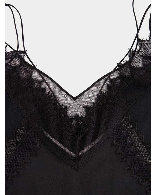 Tom Ford Black Lace-Trim Satin Top