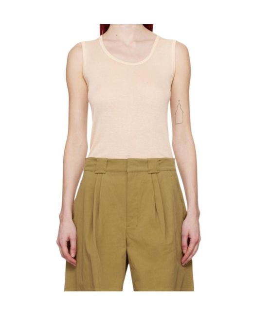 Lemaire White Semi-Sheer Ribbed Knitted Tank Top