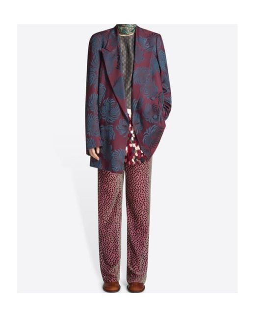 Dries Van Noten Purple Floral Printed Double-Breasted Blazer