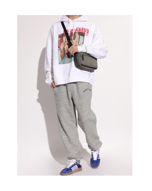 DSquared² White Tom Bianchi Graphic Drawstring Hoodie for men