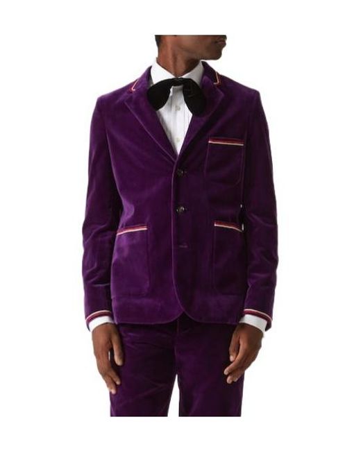 Bode Purple Showcase Cotton Velvet Suit Jacket for men