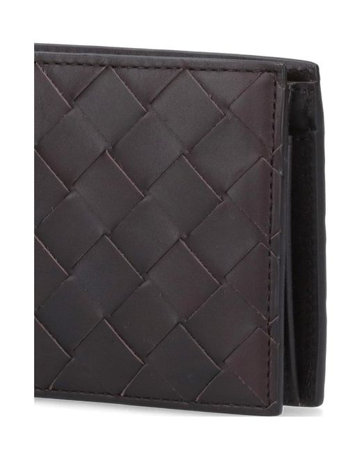 Bottega Veneta Black Intrecciato Bi-Fold Wallet With Coin Purse for men