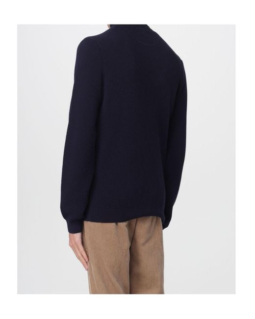 Sun 68 Blue Textured Turtleneck Knitted Sweater for men