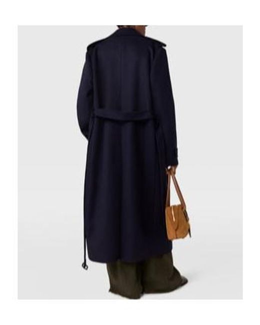 Stella McCartney Blue Double-Breasted Belted Trench Coat