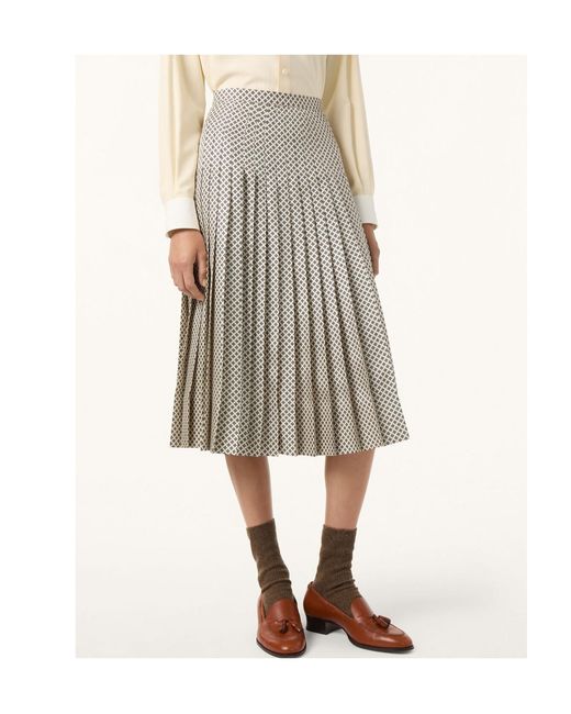 Loro Piana Gray Pleated Midi Skirt