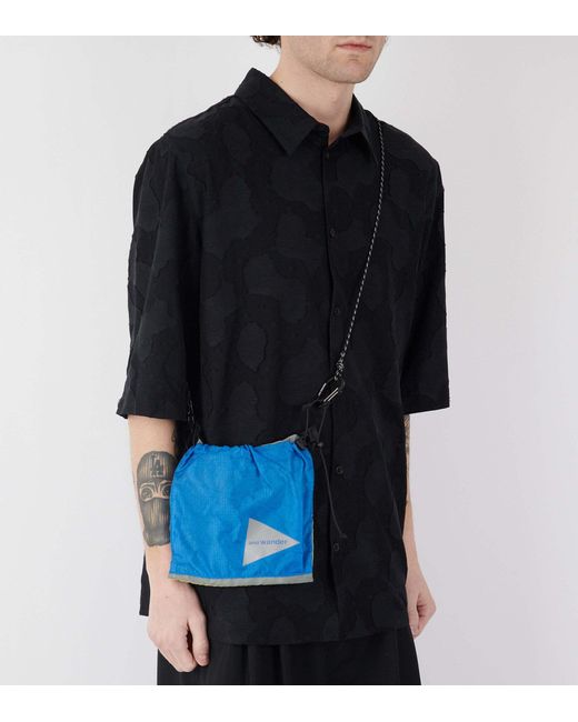 And Wander Blue Nylon Shoulder Bag for men