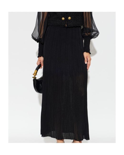 Balmain Black Elastic Waist Midi Skirt