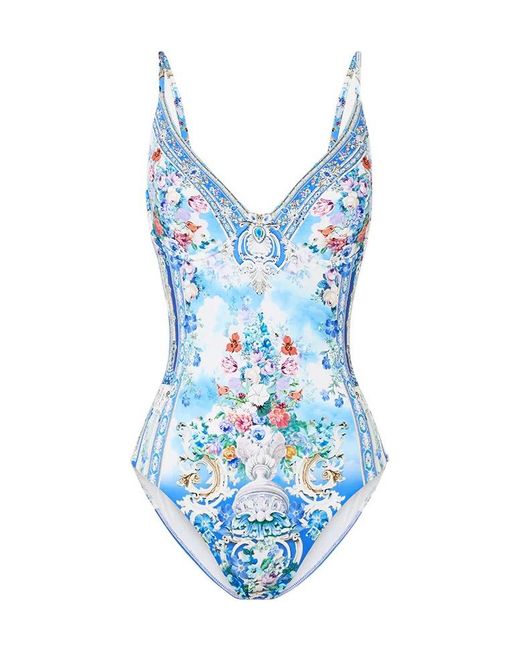 Camilla Blue Placement-Printed One-Piece Swimsuit