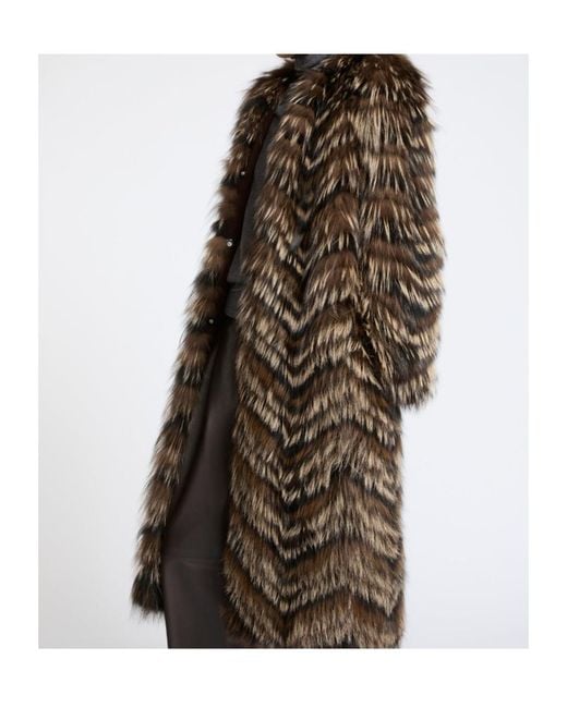 Yves Salomon Multicolor Fox Fur Knit Coat