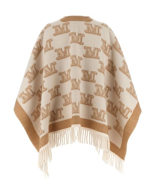 Max Mara Natural Monogram V-Neck Cape