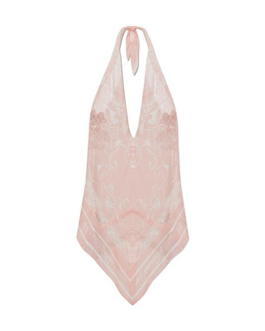 Balmain Pink Tie-Front Top