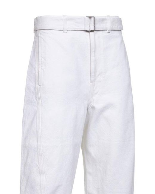 Lemaire White Twisted Belted Pants for men