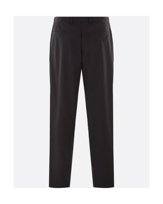Prada Black Logo-Patch Wide-Leg Tailored Trousers for men