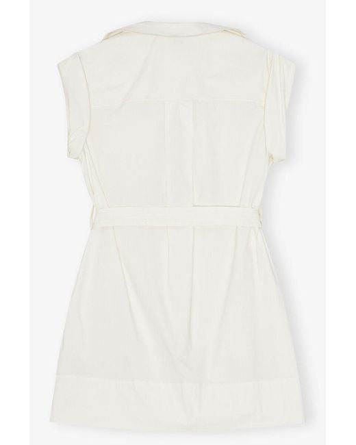 Ganni White Laced Belted Mini Dress