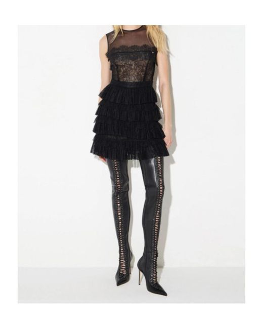 Elisabetta Franchi Black Floral Lace Mini Dress