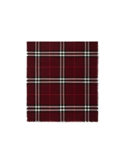 Burberry Red Wide Check Wool Scarf