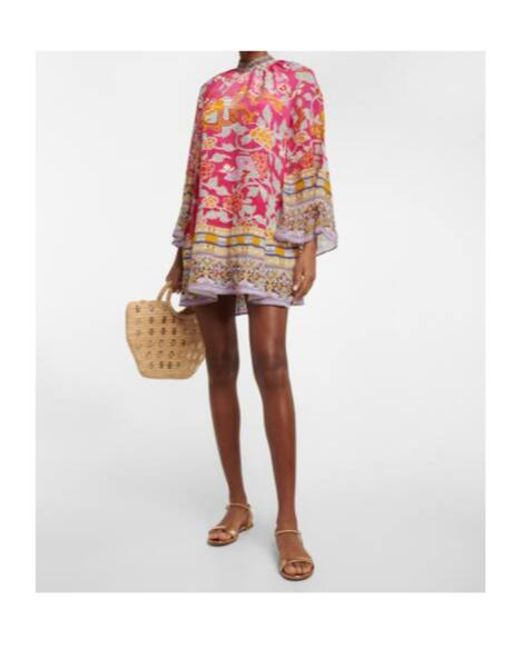 Camilla Pink Printed Silk Minidress