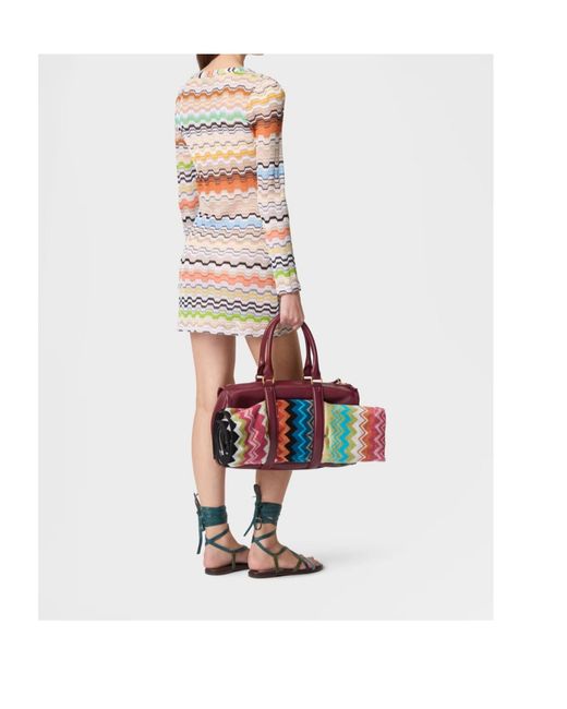 Missoni Gray Zigzag-Knit V-Neck Mini Beach Dress