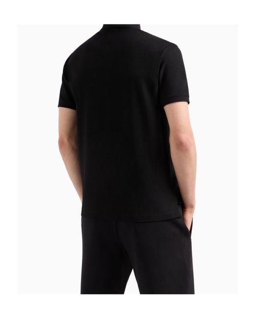 Emporio Armani Black Polo Shirt With Logo Collar for men