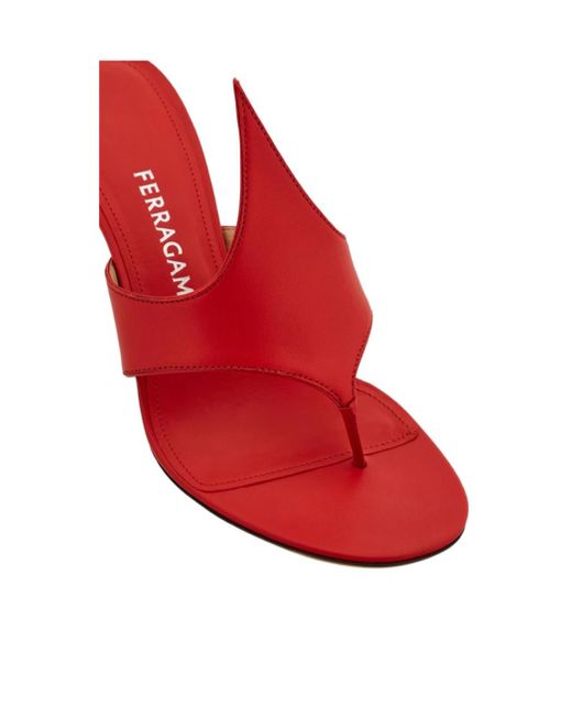 Ferragamo Red Ferragamo Thong Heel Sandals