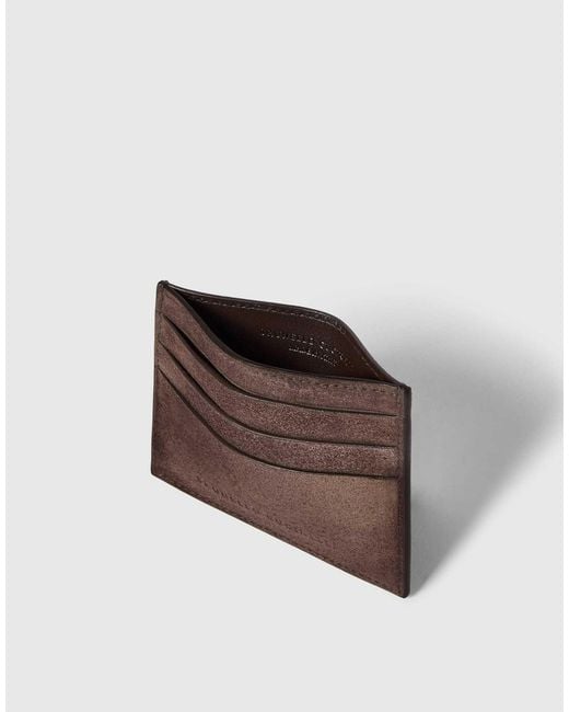 Brunello Cucinelli Brown Suede Card Case