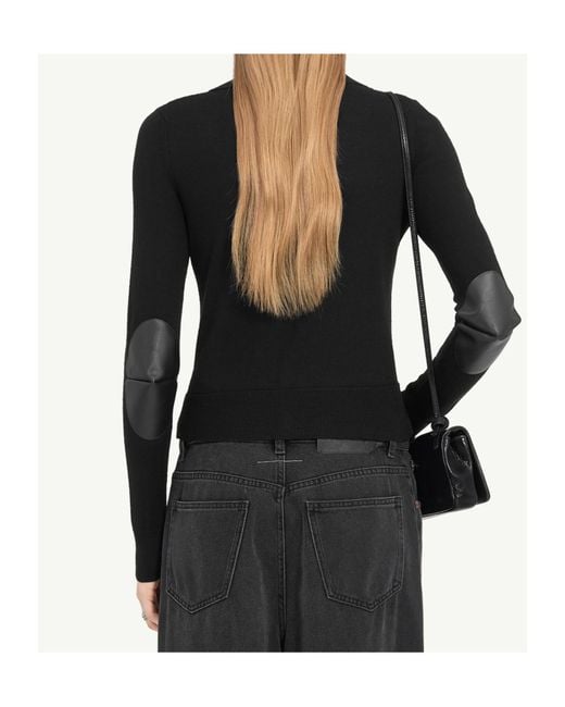 MM6 by Maison Margiela Black Knitted Buttoned Cardigan