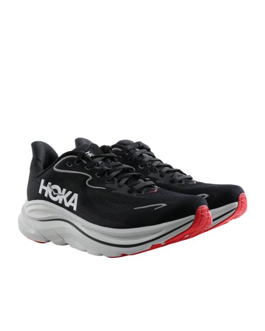 Hoka One One Black Clifton 10 Lace-Up Sneakers for men