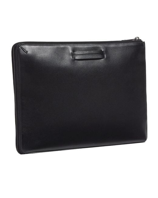 Zegna Black Leather Clutch Bag for men