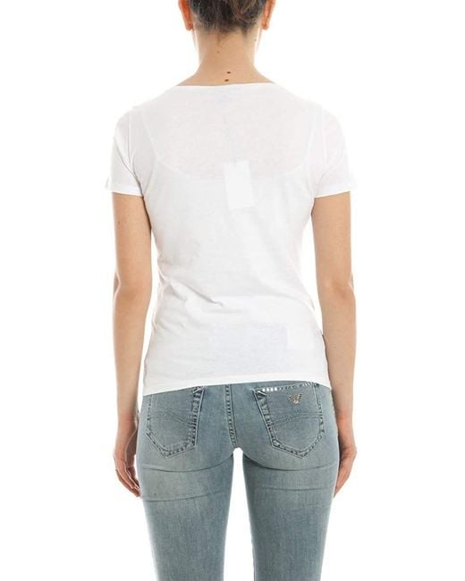 Armani Jeans White Floral Logo T-Shirt