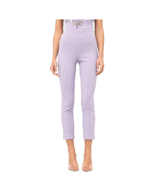 Elisabetta Franchi Pink High-Waist Logo Detail Pants