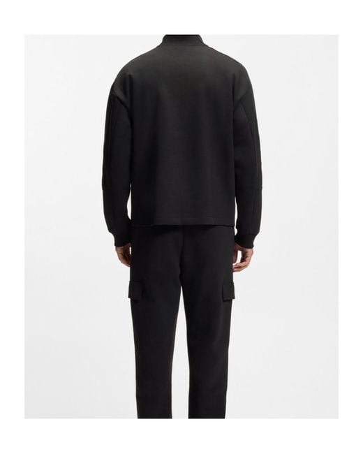 Boss Black Half-Zip Panelled Sweater for men