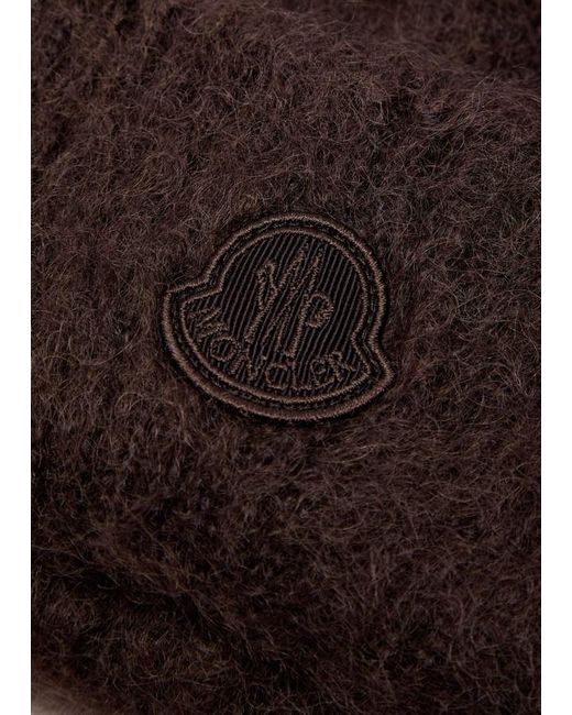 Moncler Red Logo Mohair-Blend Beanie
