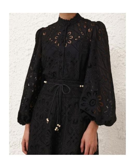 Zimmermann Black Rhiannon Embroidered Blouse