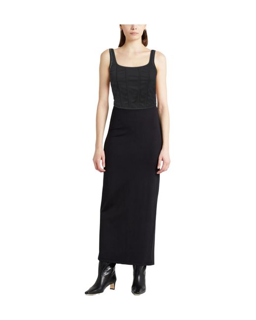 Brunello Cucinelli Black Cropped Square-Neck Corset Top