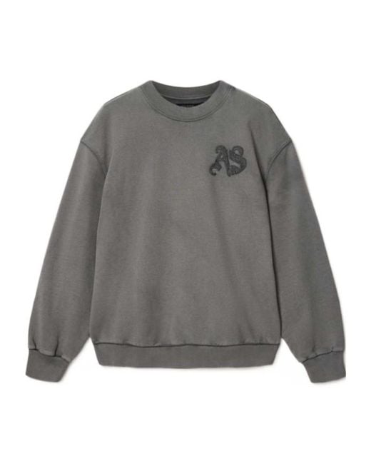 AllSaints Gray Insignia Crew Neck Cotton Sweatshirt for men